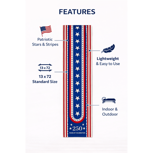 4th of July Patriotic Table Runner - 13 x 72 Inch image 2