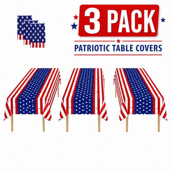 250th Anniversary Patriotic Plastic Table Covers 3 Pack