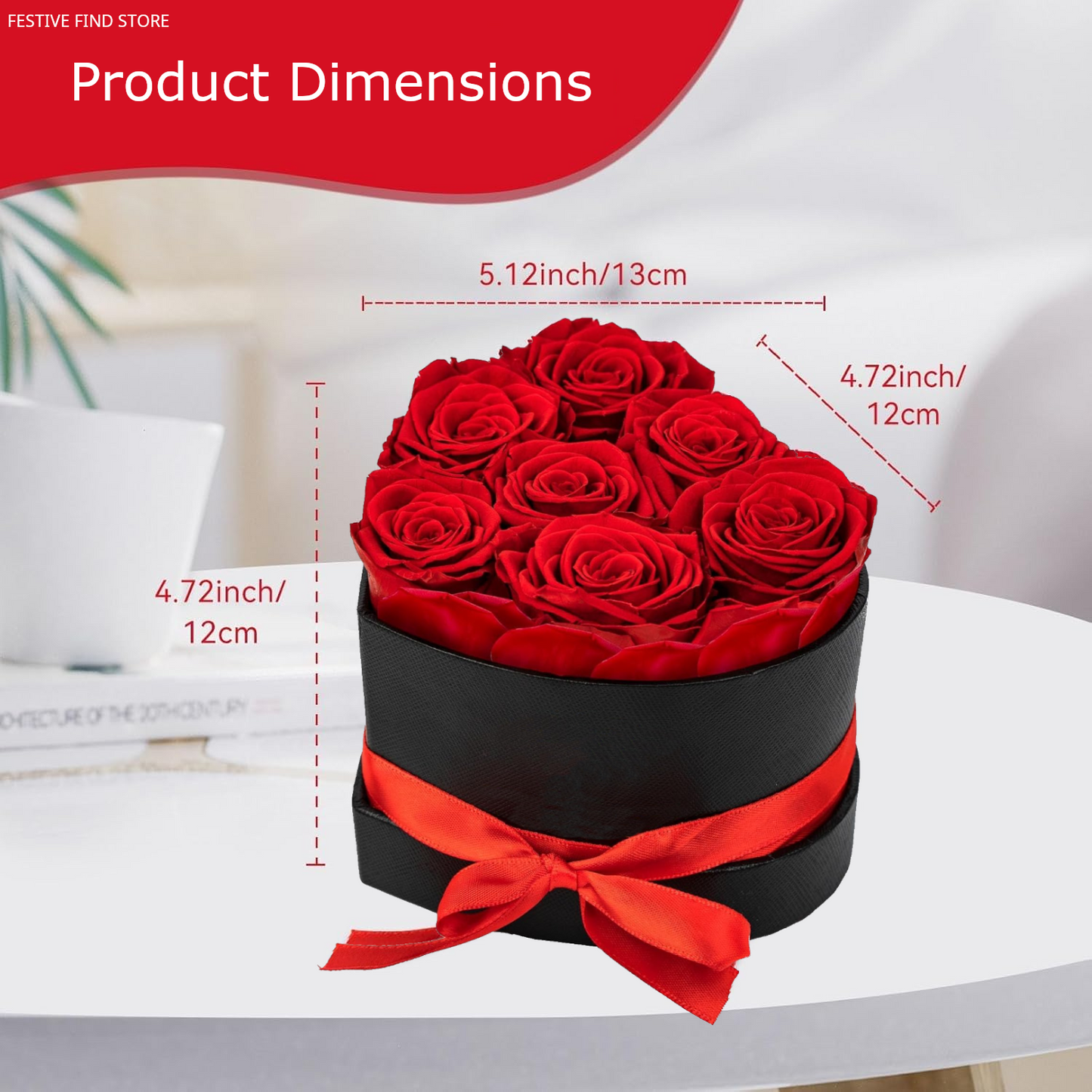 7 Preserved Roses in Heart Box – Forever Rose Gift for Special Occasions