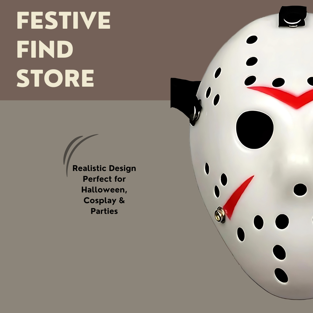 Jason Voorhees Hockey Mask White Scary Mask with Red Stripes | Friday the 13th Cosplay & Halloween Prop