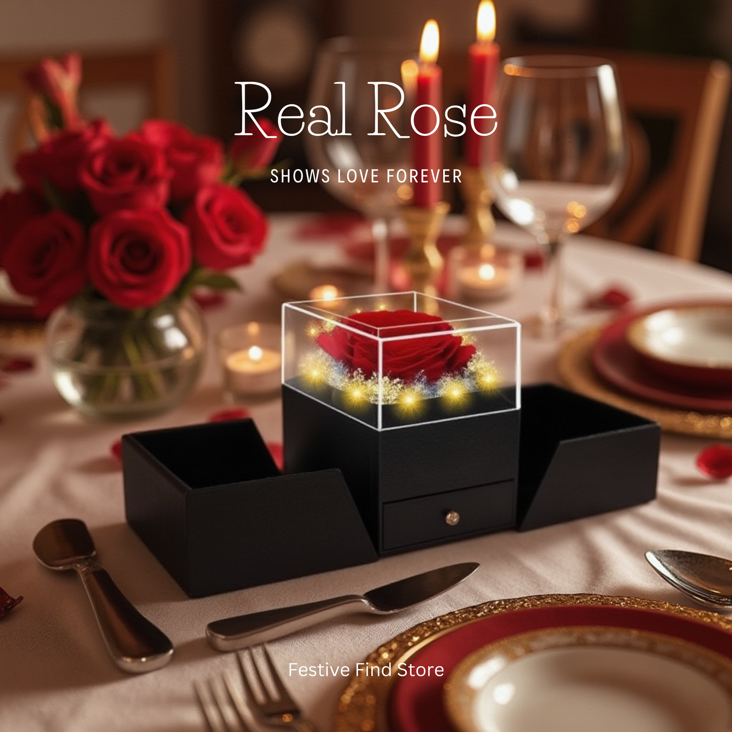 Preserved Real Red Rose With Necklace Preserved Roses in Heart Box – Forever Rose Gift for Mother’s Day, Valentine’s, Birthday & Anniversary