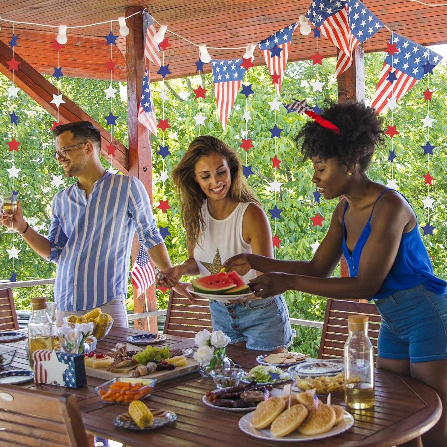 Patriotic Star Garland Banner 4 Pack - 52 Ft Total image 7