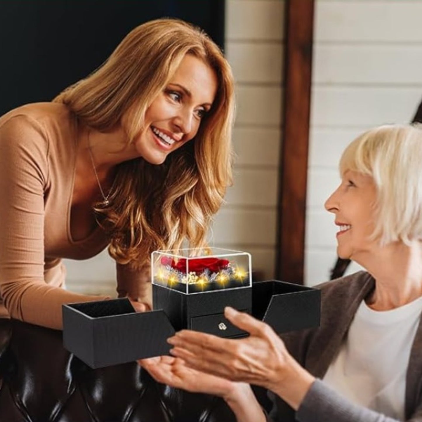 Preserved Real Red Rose With Necklace Preserved Roses in Heart Box – Forever Rose Gift for Mother’s Day, Valentine’s, Birthday & Anniversary
