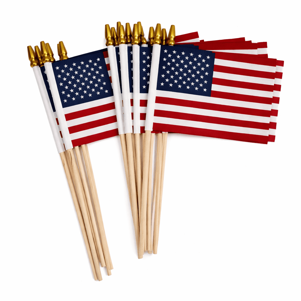 Small USA Flags on Stick 12 Pack - 4 x 6 Inch image 1