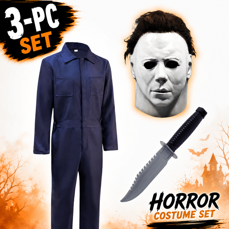 Michael Horror Adult Halloween Jumpsuit Costume with Mask and Knife