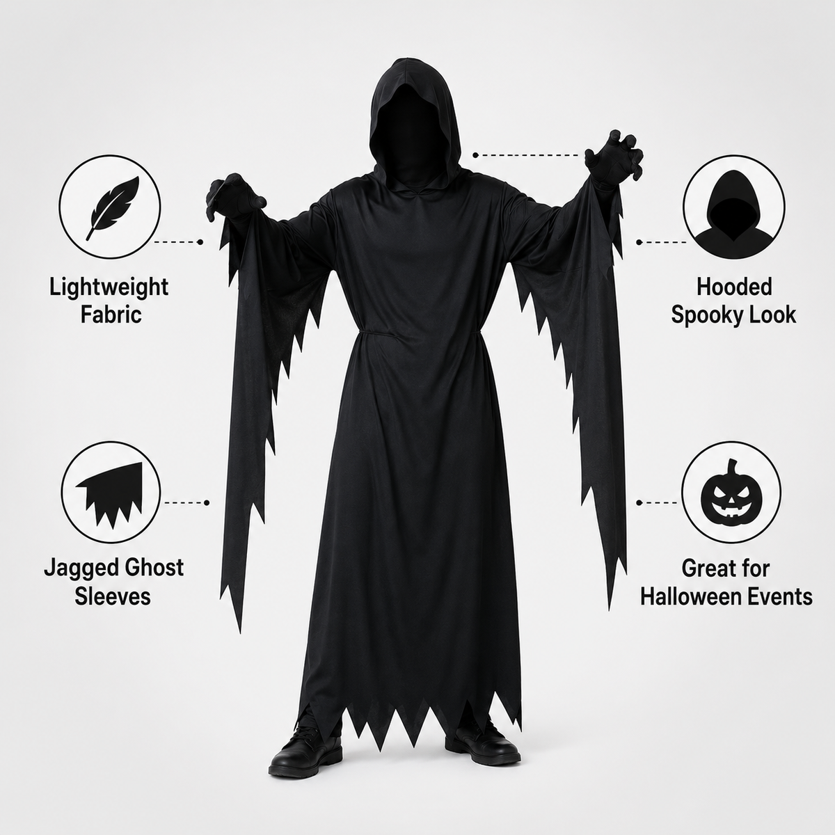Festive Find Store Scary Unisex Halloween Fancy-Dress Costume Adult, Teens and Kids