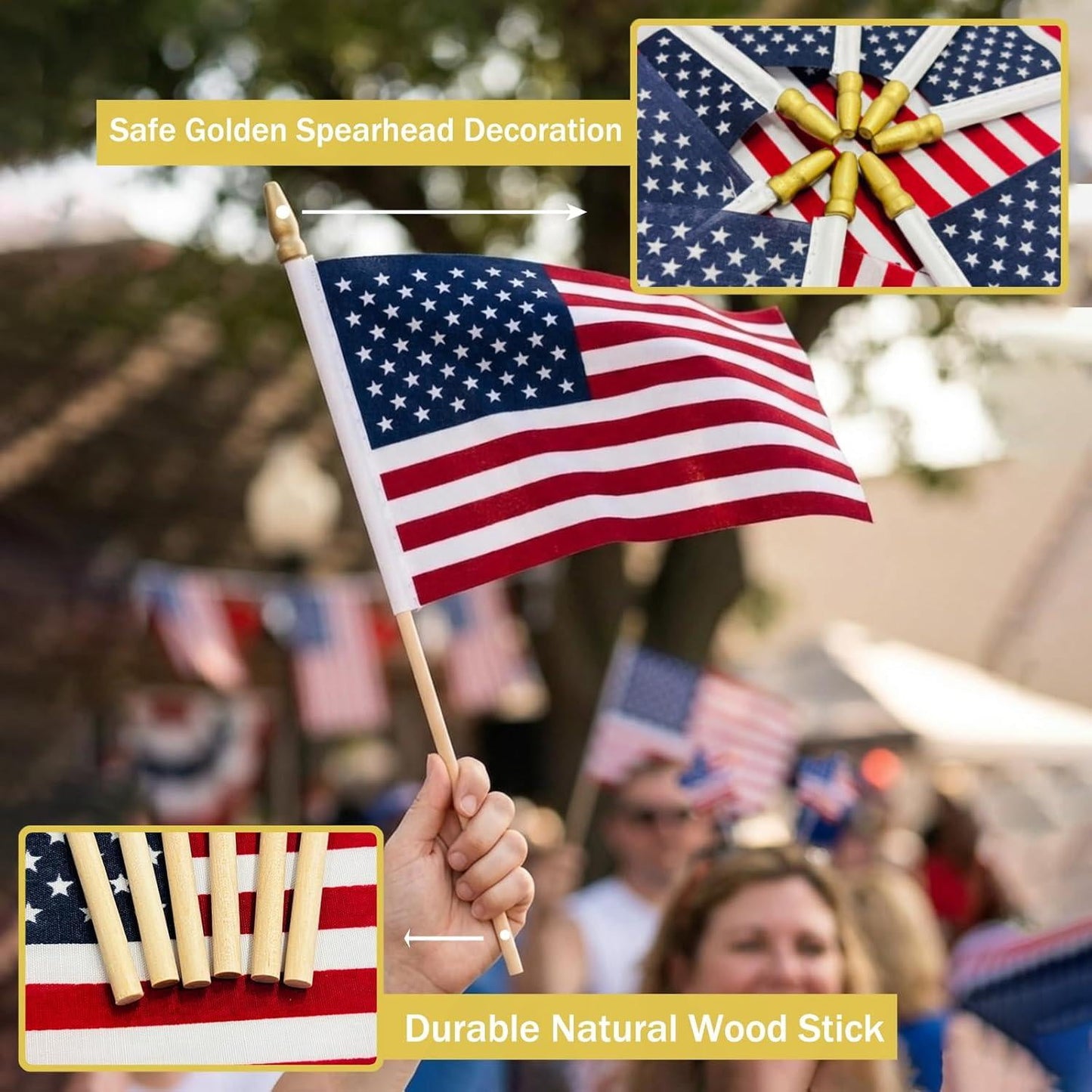 Small USA Flags on Stick 12 Pack - 4 x 6 Inch image 3