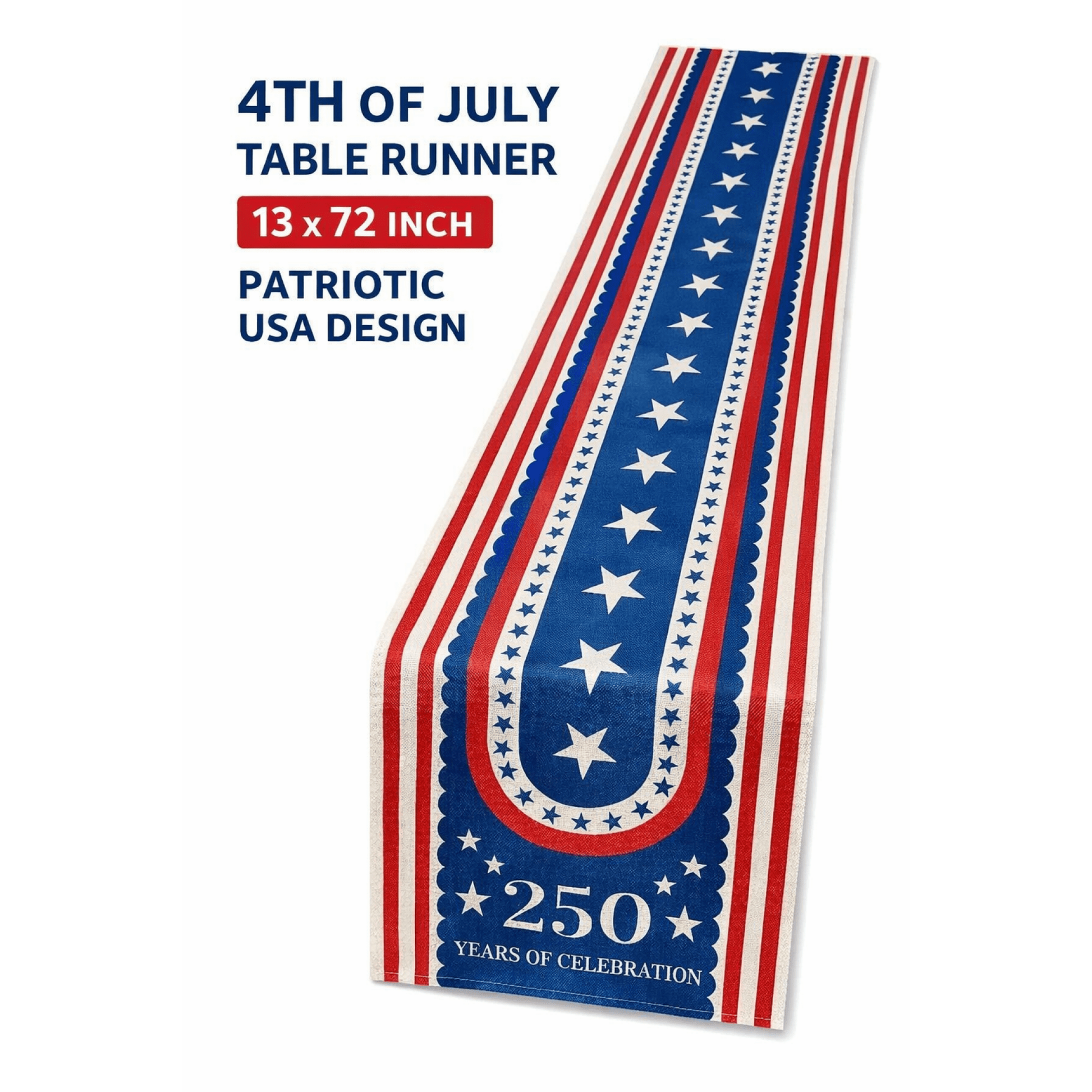 4th of July Patriotic Table Runner - 13 x 72 Inch image 5