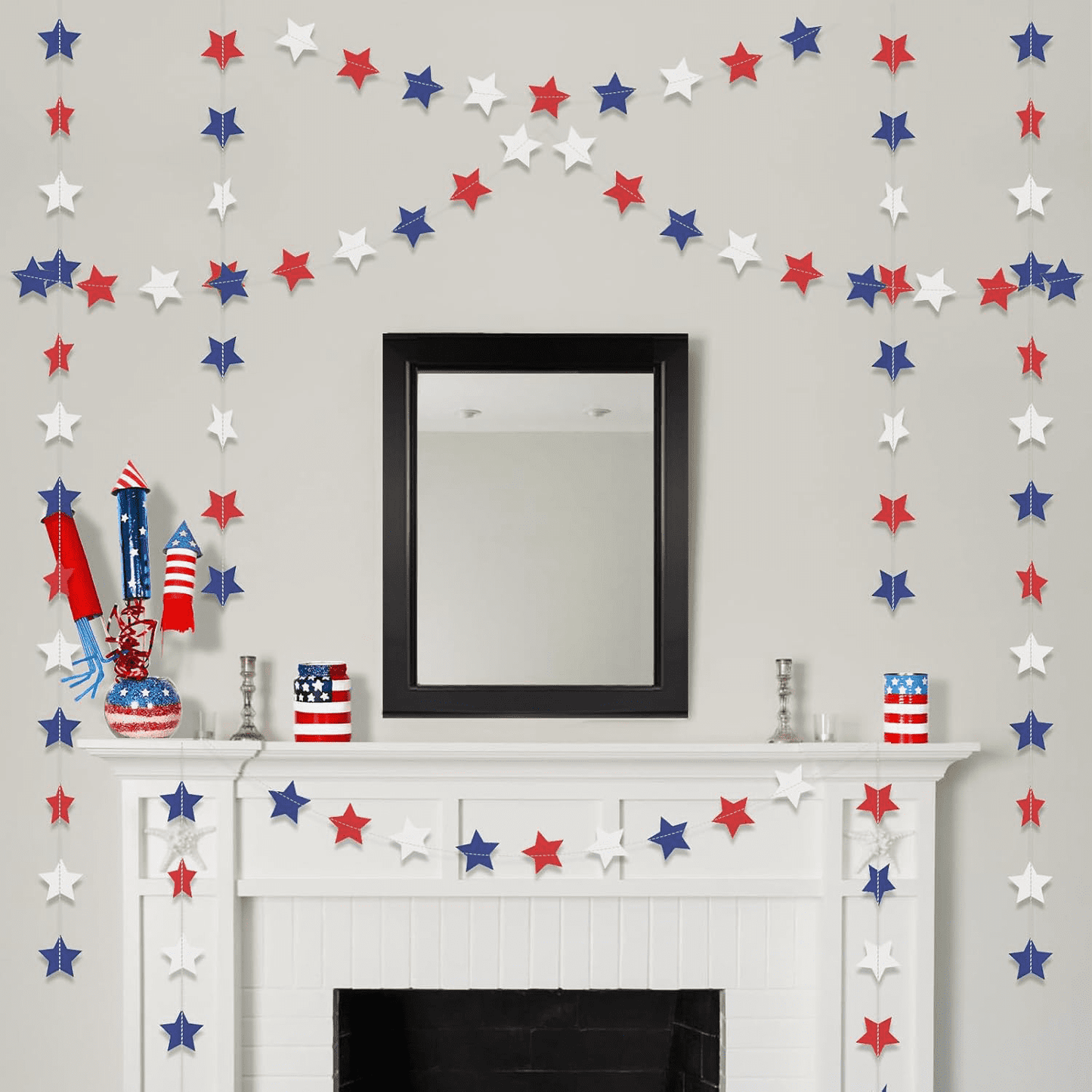Patriotic Star Garland Banner 4 Pack - 52 Ft Total image 4