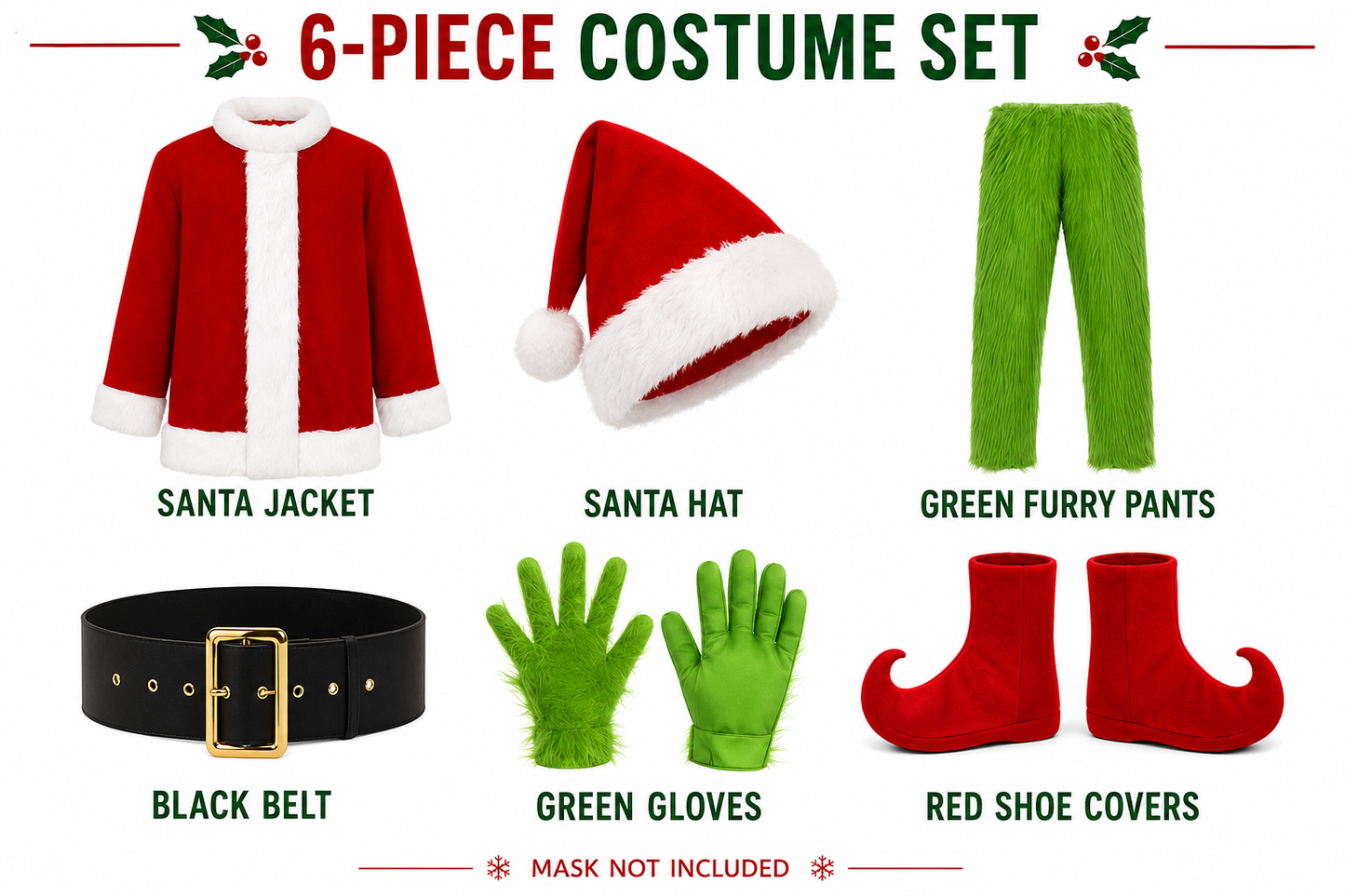 Christmas The Green Monster Complete Costume Santa Claus Costume Adult