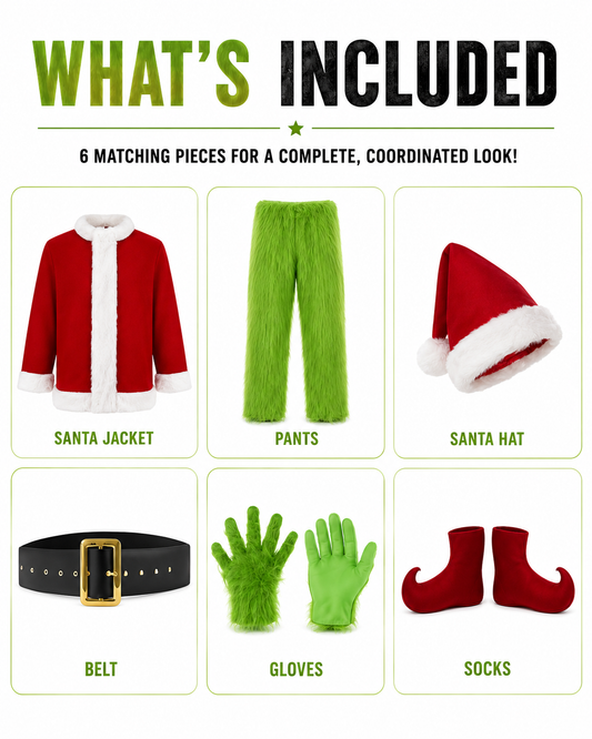 Christmas The Green Monster Complete Costume Santa Claus Costume Adult