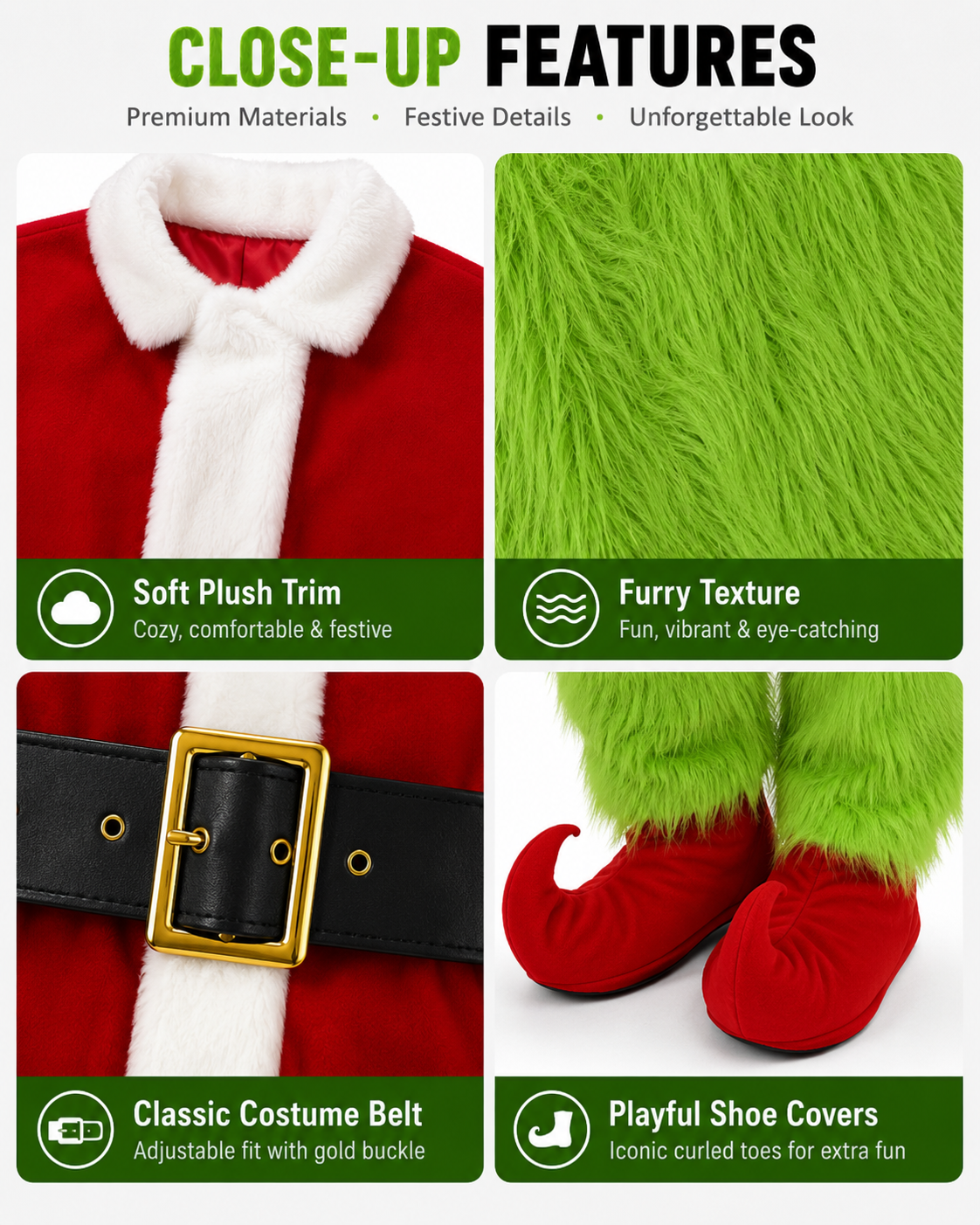 Christmas The Green Monster Complete Costume Santa Claus Costume Adult