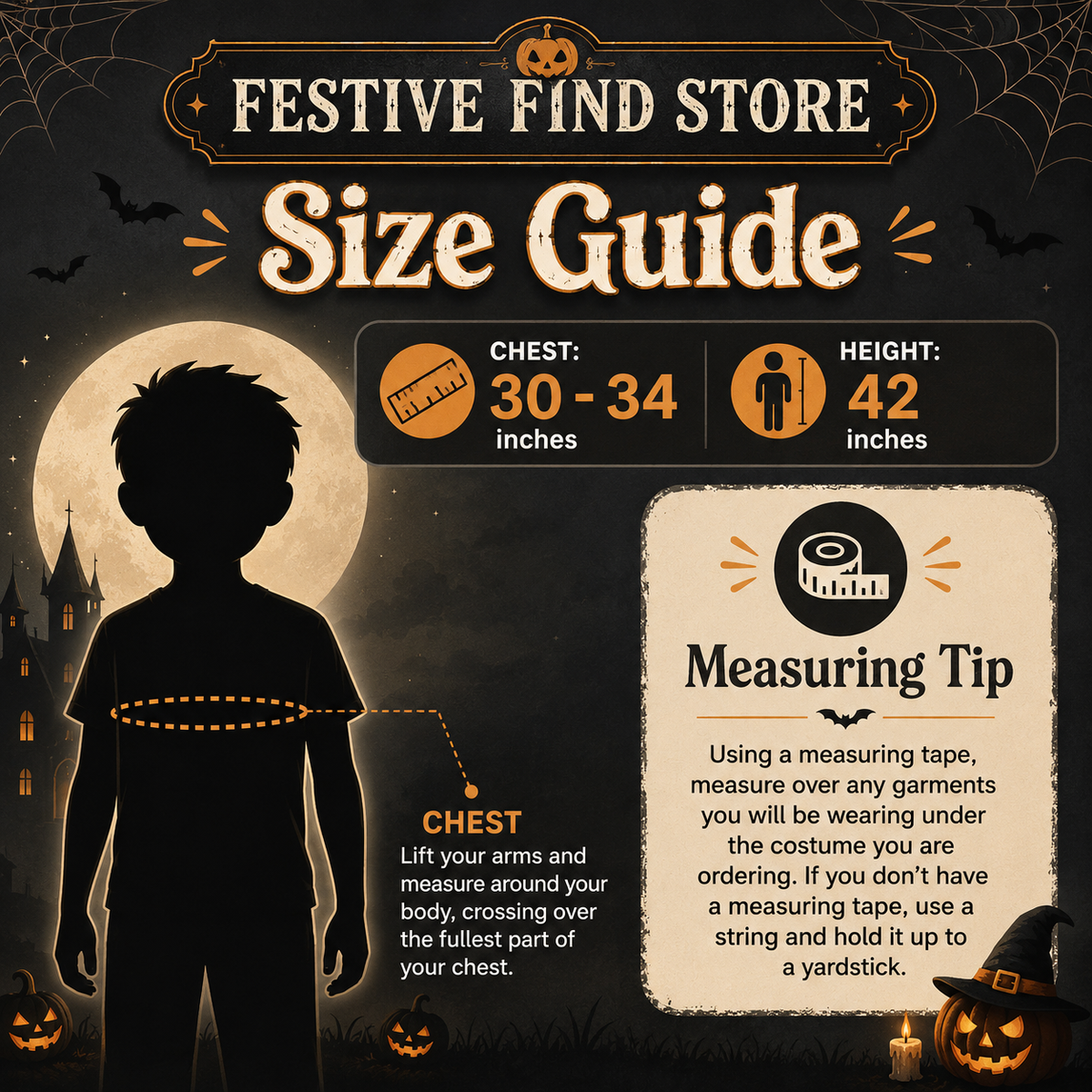 Festive Find Store Scary Unisex Halloween Fancy-Dress Costume Adult, Teens and Kids