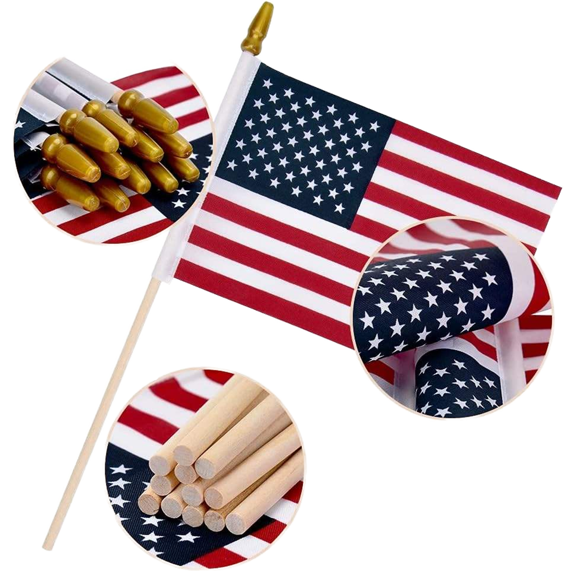 Small USA Flags on Stick 12 Pack - 4 x 6 Inch image 5