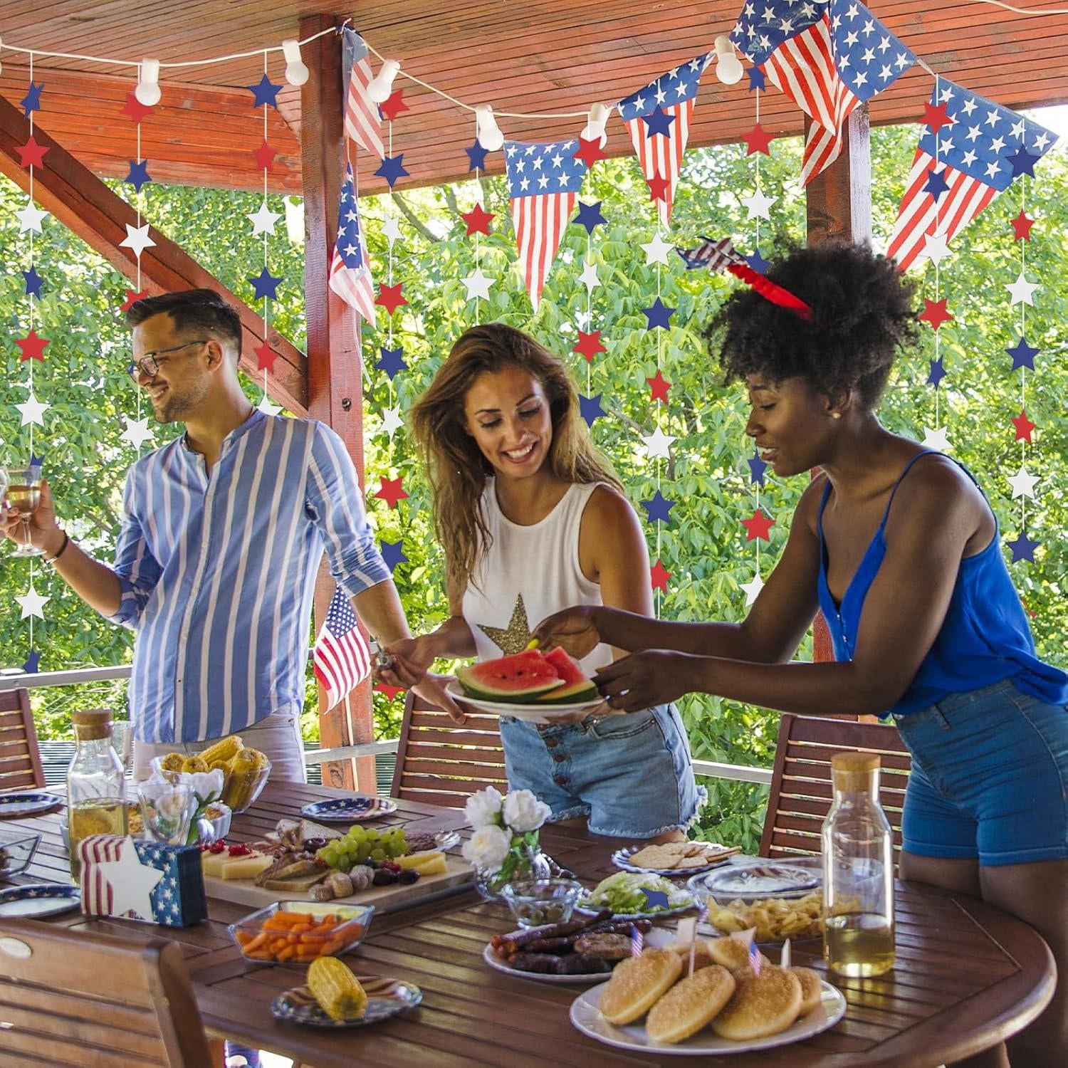 Patriotic Star Garland Banner 4 Pack - 52 Ft Total image 7