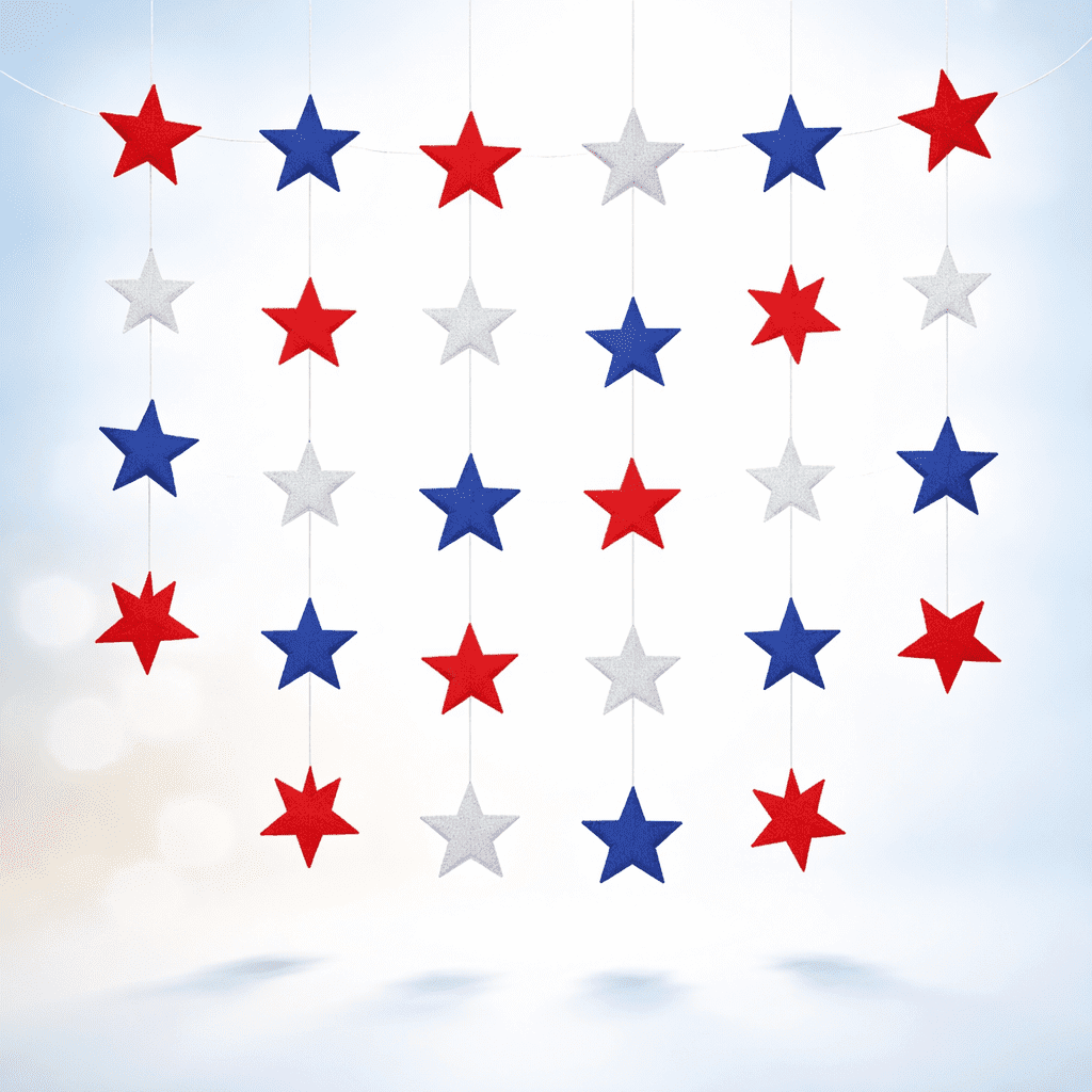 Patriotic Star Garland Banner 4 Pack - 52 Ft Total image 2
